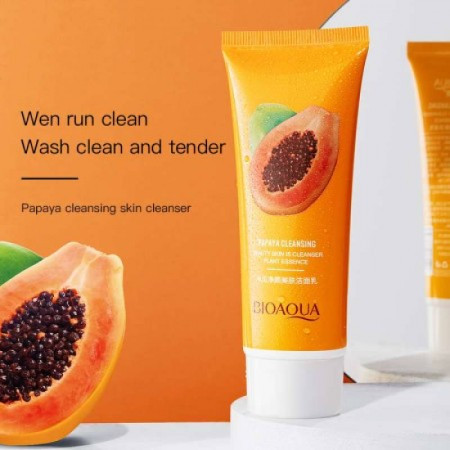 BIOAQUA Papaya Moisturizing Shrink Pore Face Wash Foam Facial Cleanser 100gm