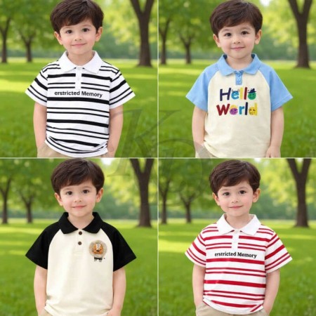 ৪ পিছ Stylish cotton Polo t-shirt combo for boys=HZ-594