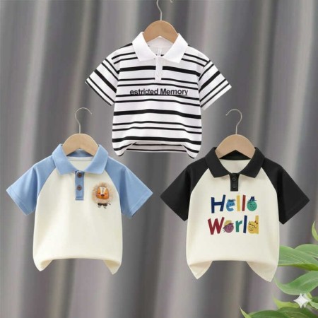 ৩ পিছ Stylish cotton Polo t-shirt combo for boys=HZ-557