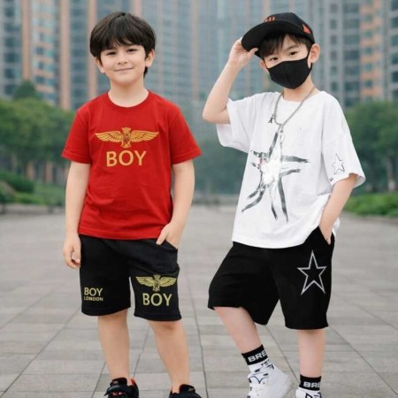 ২ পিছ Stylish cotton t-shirt and pant combo for boys=HZ-552